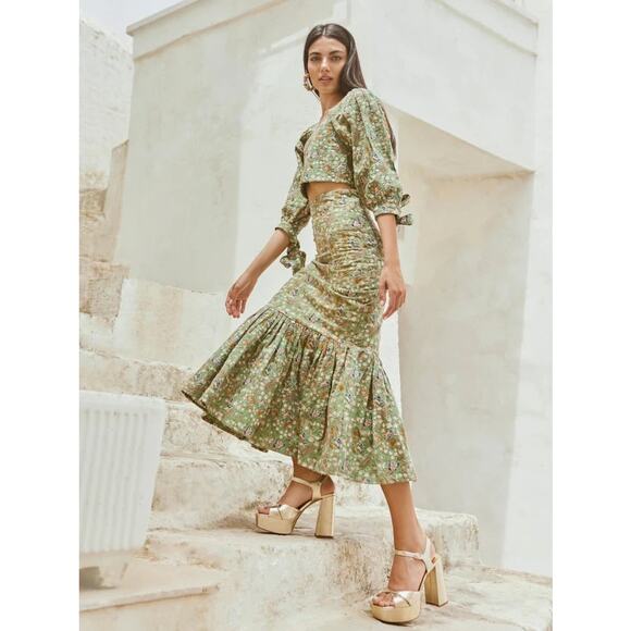 EDDY-Lauren Embroidered Puff-Sleeve Fringe Top-Spruce Butterfly Embroidery Sz:XS - Picture 5 of 6